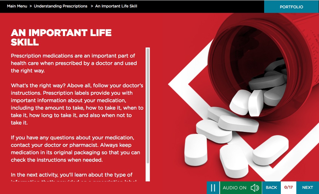 Screenshot of the Prescription Drug Safety Course